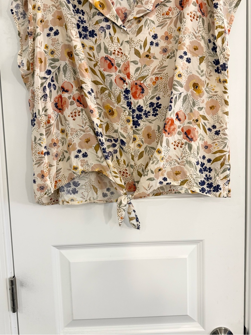 Torrid Floral Button Front Tie Blouse Size 0 (L) Boho Cottagecore - Picture 4 of 8